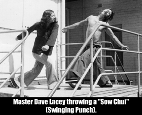 Master Dave Lacey throwing a Sow Chui Punch [swinging punch]